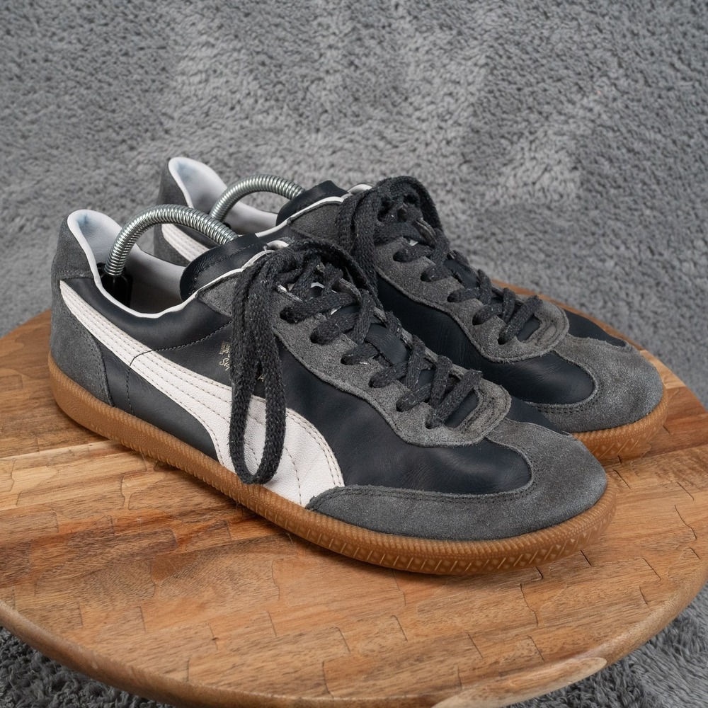 Puma Super Liga OG Mens Shoes Sz 10 Gray Leather Suede Indoor Soccer Sneakers